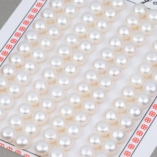 Perle di Fiume Bottoni Cabochon 1 Foro 6,5-7,0mm 52 Paia Bianco