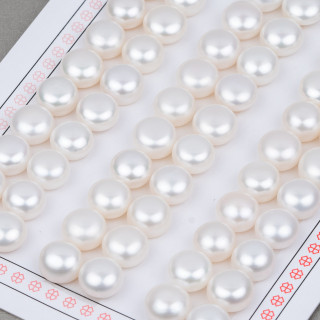 Perle di Fiume Bottoni Cabochon 1 Foro 8,5-9,0mm 30 Paia Bianco