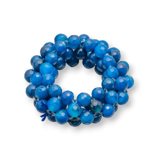 Componente Di Pietre Dure Intrecciato Tondo Forato 50mm 1pz Agata Blu