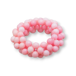 Componente Di Pietre Dure Intrecciato Tondo Forato 50mm 1pz Giada Rosa