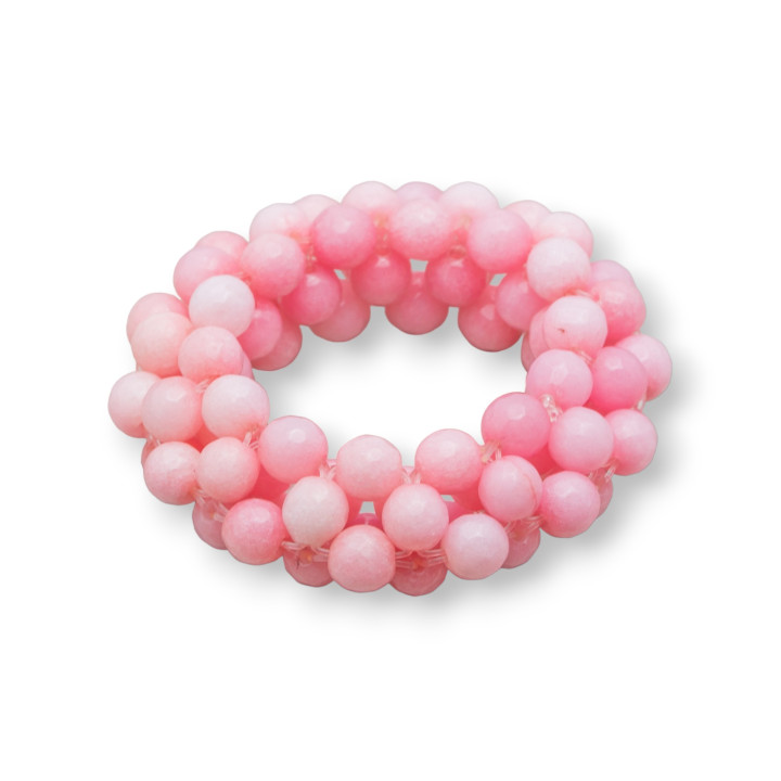 Componente Di Pietre Dure Intrecciato Tondo Forato 50mm 1pz Giada Rosa