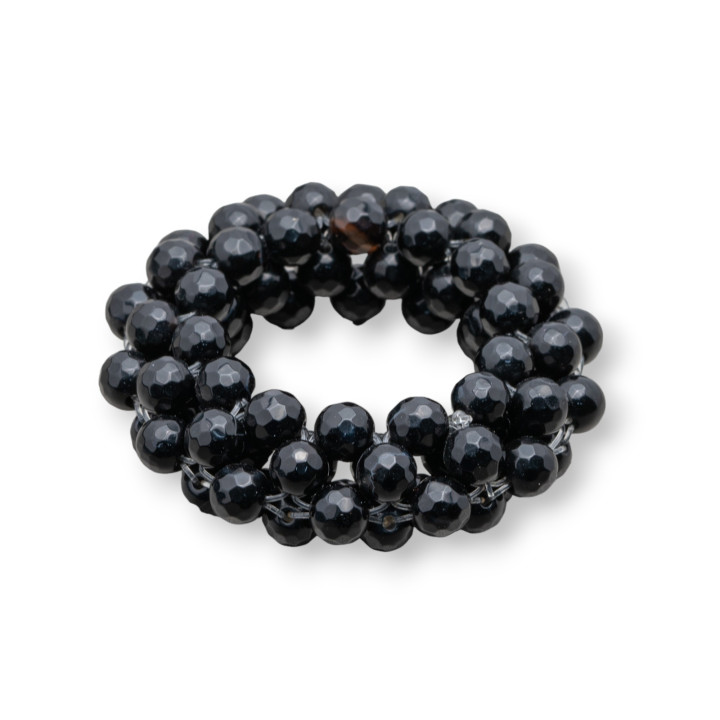Round Drilled Braided Semi-precious Stone Component 50mm 1pc Black