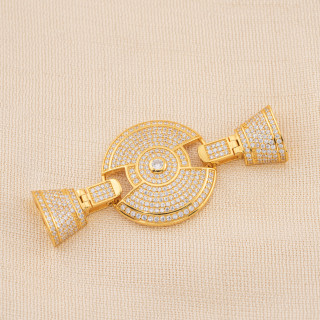 Chiusura Di Argento 925 Con Zirconi Micropave Multifilo 6x60mm 1pz Dorato