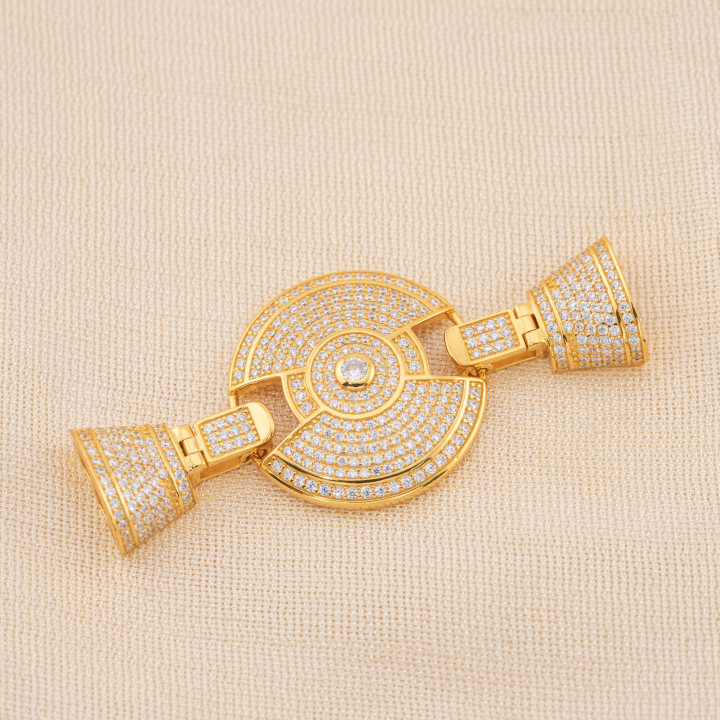 Chiusura Di Argento 925 Con Zirconi Micropave Multifilo 6x60mm 1pz Dorato