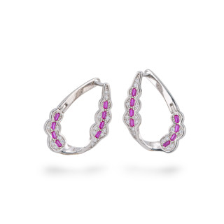 Orecchini Di Argento 925 Con Zirconi 15x21mm 1 Coppia Rodiato Ruby