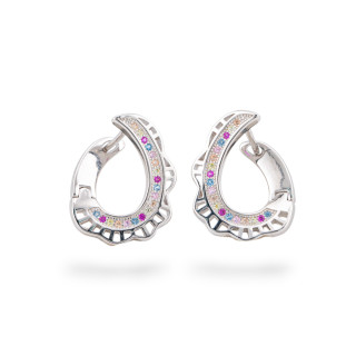 Orecchini Di Argento 925 Con Zirconi 16x20mm 1 Coppia Rodiato Mix