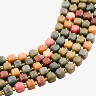 Agata Indiana Taglio Rigido Cubo Sfaccettato 8mm