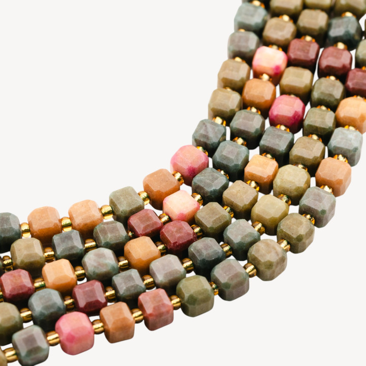 Agata Indiana Taglio Rigido Cubo Sfaccettato 8mm