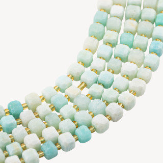 Amazzonite Taglio Rigido Cubo Sfaccettato 8mm