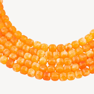 Giada Taglio Rigido Cubo Sfaccettato 6mm Arancio