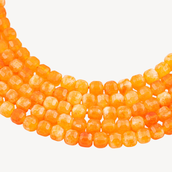 Giada Taglio Rigido Cubo Sfaccettato 6mm Arancio