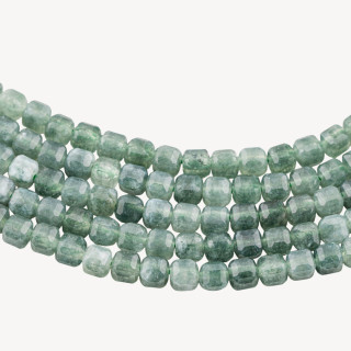 Giada Taglio Rigido Cubo Sfaccettato 6mm Verde Scuro