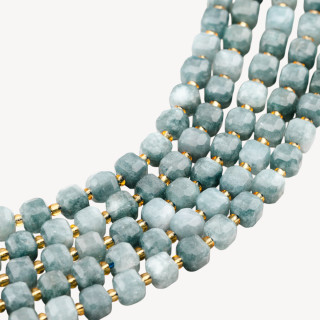 Giada Taglio Rigido Cubo Sfaccettato 8mm Grigio