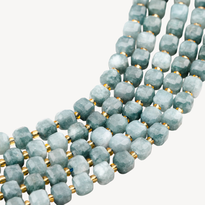 Giada Taglio Rigido Cubo Sfaccettato 8mm Grigio