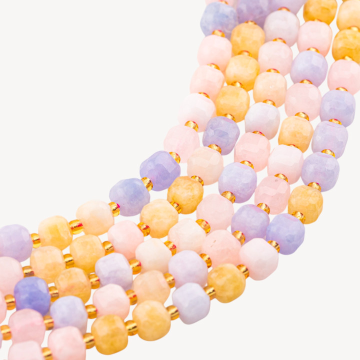 Giada Taglio Rigido Cubo Sfaccettato 8mm Multicolor Berillo