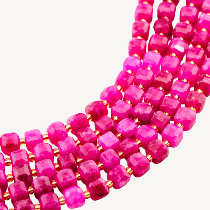 Giada Taglio Rigido Cubo Sfaccettato 8mm Rosso Ruby