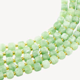 Giada Taglio Rigido Cubo Sfaccettato 8mm Verde Peridot