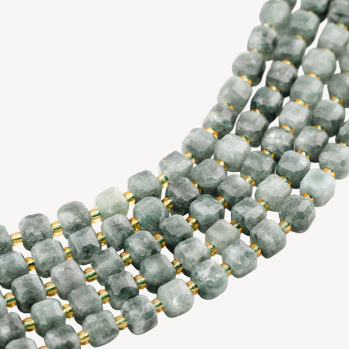 Giada Taglio Rigido Cubo Sfaccettato 8mm Verde Scuro