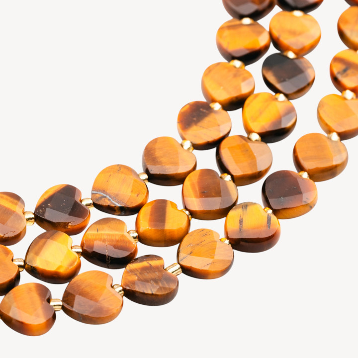 Occhio Di Tigre Cuore Piatto Sfaccettato 12mm