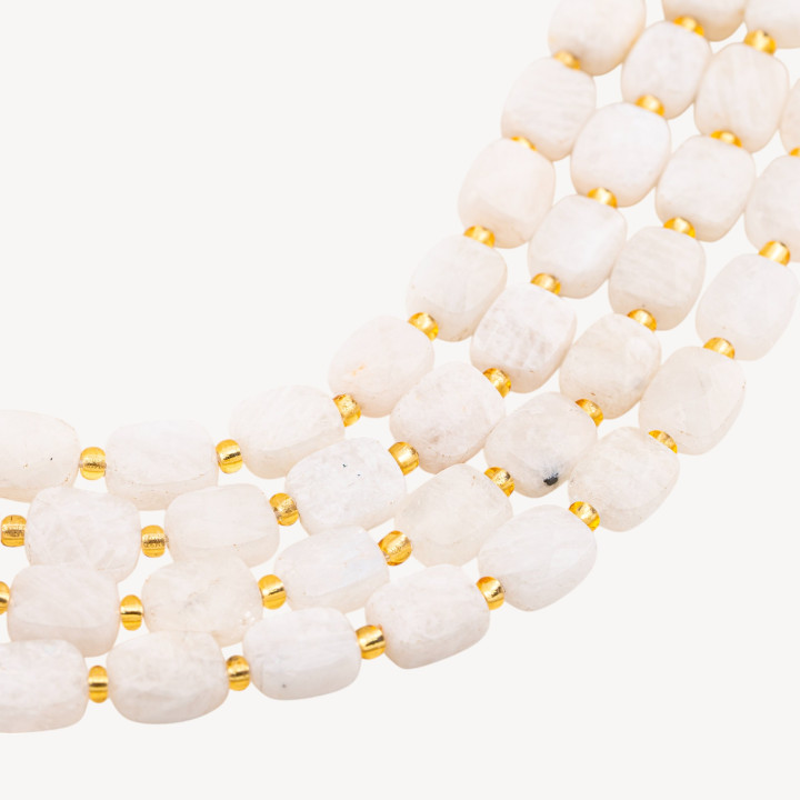 Pietra Di Luna Bianca Rettangolo Piatto Sfaccettato 8x10mm