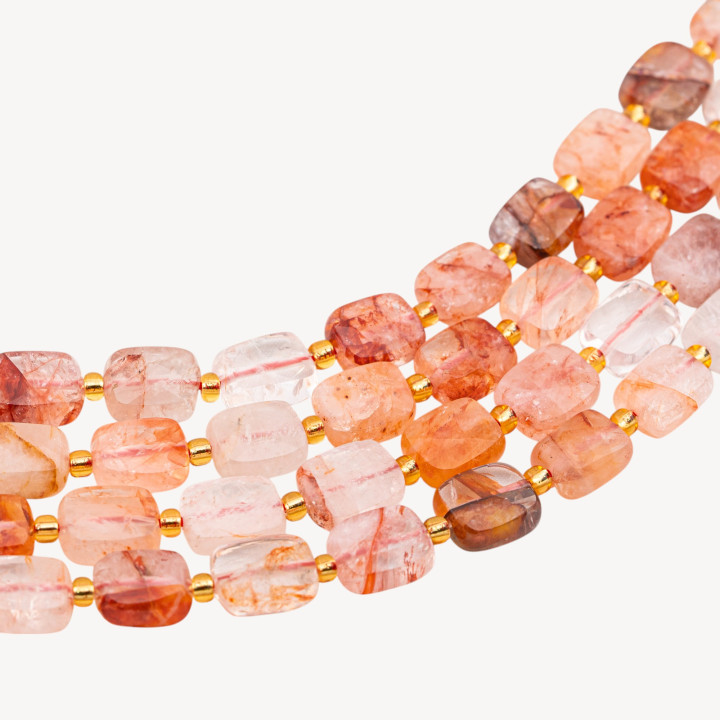 Quarzo Ematoide Rettangolo Piatto Sfaccettato 8x10mm