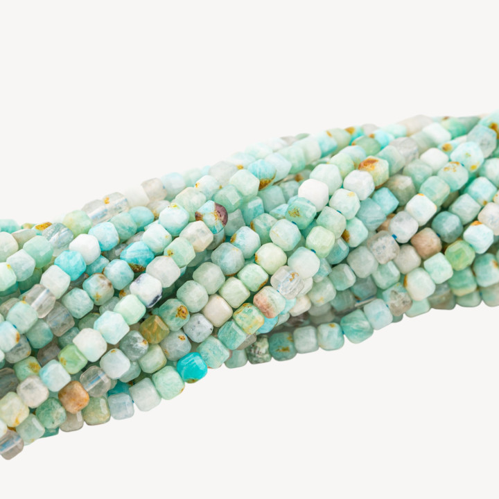 Amazzonite Cubi Taglio Rigido Sfaccettato 3,5mm