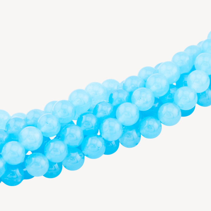 Giada Ghiaccio (Icy Jade) Celeste Perline Tonde Lisce 8mm