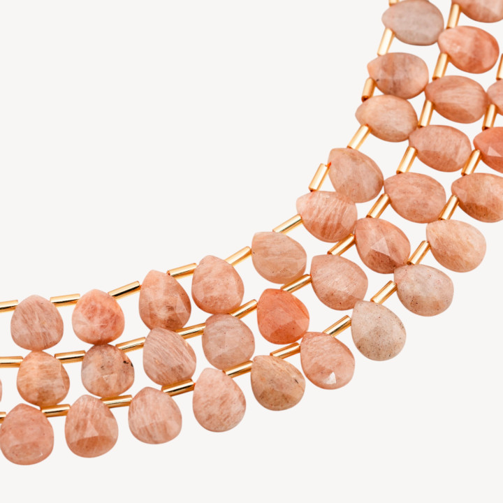 Pietra Del Sole Rosa Gocce Briolette Sfaccettate 10x8mm