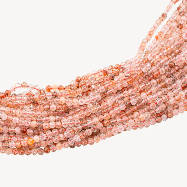 Quarzo Ematoide Perlina Tonda Sfaccettata Diamond Cut 3mm