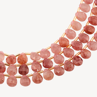 Quarzo Fragola Gocce Briolette Sfaccettate 10x8mm
