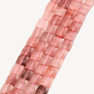 Quarzo Fragola Rettangolo Piatto Sfaccettato Taglio Rigido 8x10mm