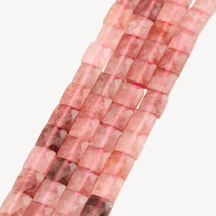 Quarzo Fragola Rettangolo Piatto Sfaccettato Taglio Rigido 8x10mm