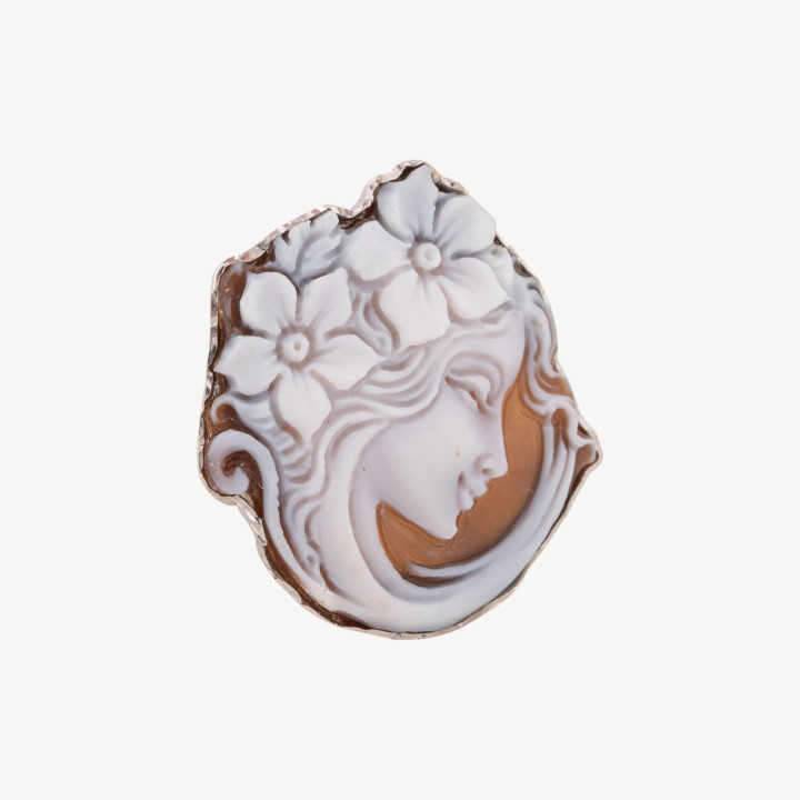 Anello In Argento 925 Con Cammeo Italiano Artigianale Misura Regolabile 20mm