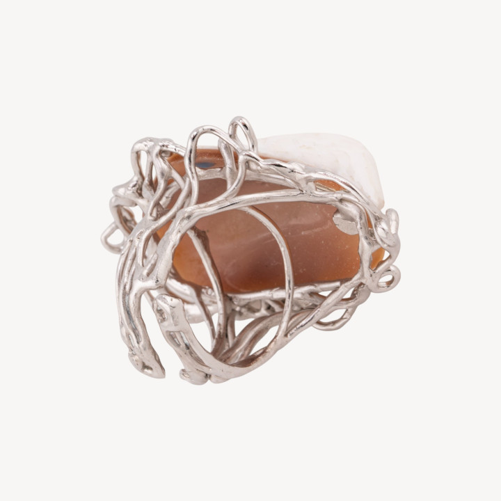 Anello In Argento 925 Con Cammeo Italiano Artigianale Misura Regolabile 20mm