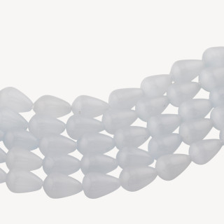 Occhio Di Gatto Gocce Briolette Lisce 10x14mm Bianco
