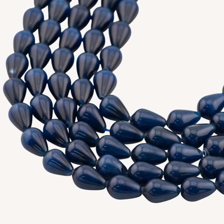Occhio Di Gatto Gocce Briolette Lisce 10x14mm Blu
