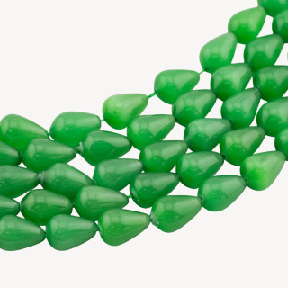 Occhio Di Gatto Gocce Briolette Lisce 10x14mm Verde