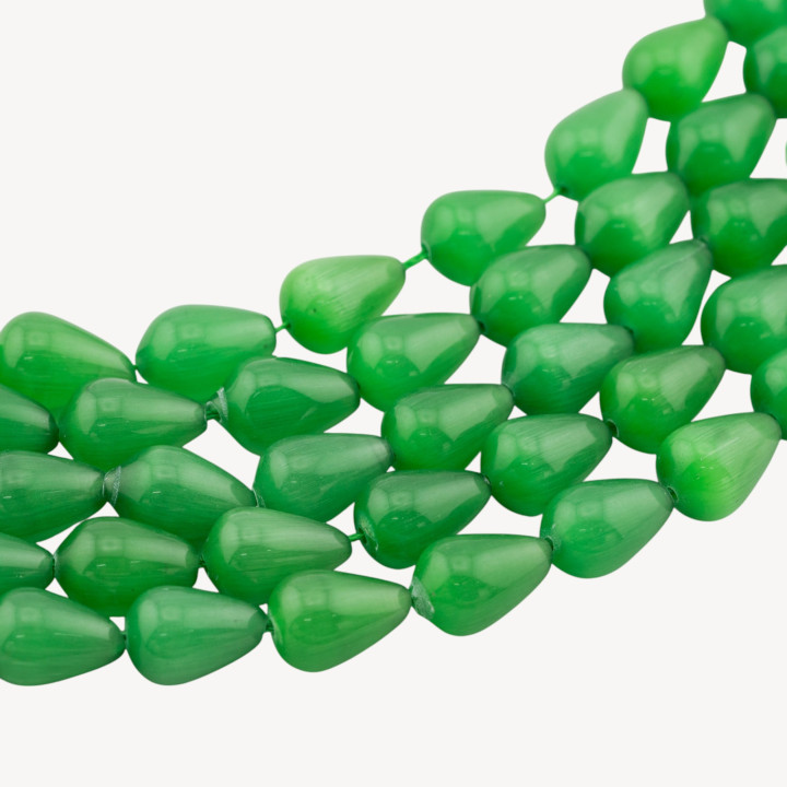 Occhio Di Gatto Gocce Briolette Lisce 10x14mm Verde