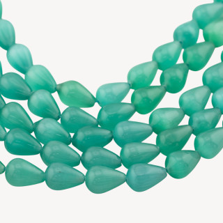 Occhio Di Gatto Gocce Briolette Lisce 10x14mm Verde Acqua