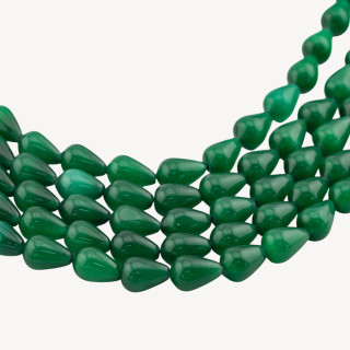 Occhio Di Gatto Gocce Briolette Lisce 10x14mm Verde Smeraldo