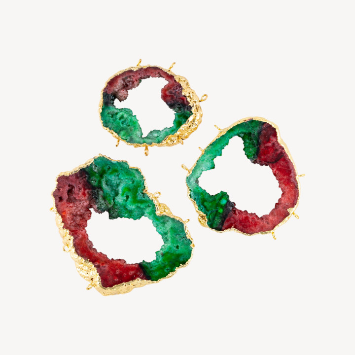 Componente Di Agata Grezza Forata 7-8cm 1pz Bicolore 4