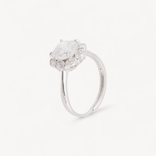 Anello In Argento Con Corindone Bianco