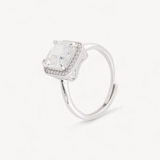 Anello In Argento Con Corindone Bianco