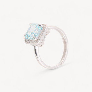 Anello In Argento Con Corindone Blu