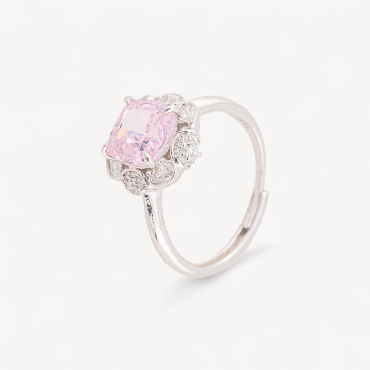 Anello In Argento Con Corindone Rosa