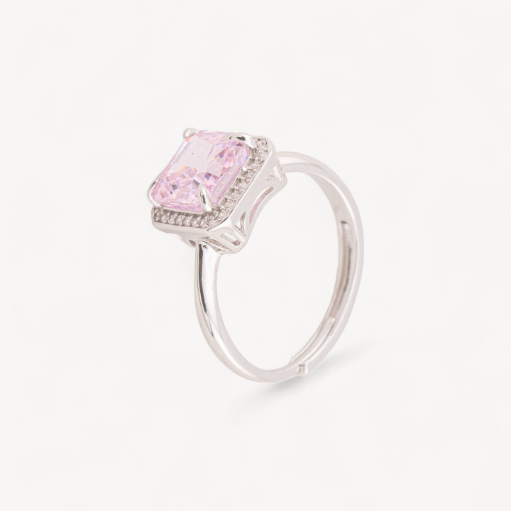 Anello In Argento Con Corindone Rosa