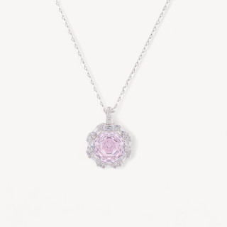Collana Con Pendente In Argento Con Corindone Rosa