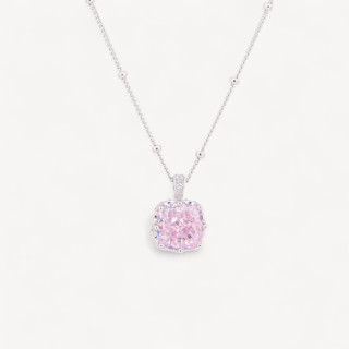 Collana Con Pendente In Argento Con Corindone Rosa