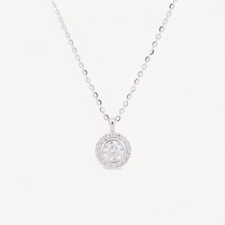 Collana Con Pendente In Argento Con Moissanite