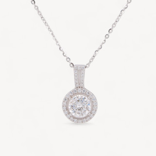Collana Con Pendente In Argento Con Moissanite
